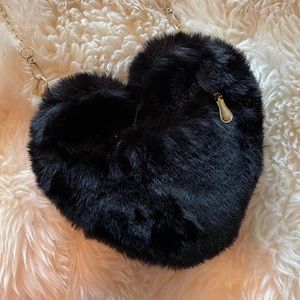 Faux Fur Heart Crossbody